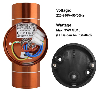 Modern Double Outdoor Wall Light Stainless Steel Copper IP65 - Energy Light Bulbs - Free delivery on all orders
