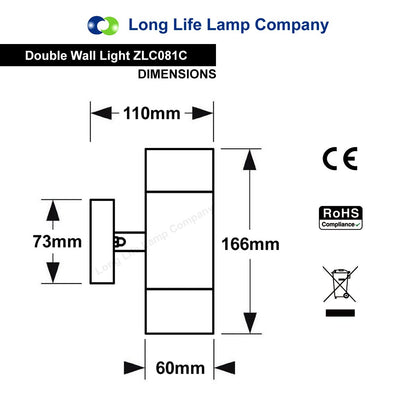 Modern Double Outdoor Wall Light Stainless Steel Copper IP65 - Energy Light Bulbs - Free delivery on all orders