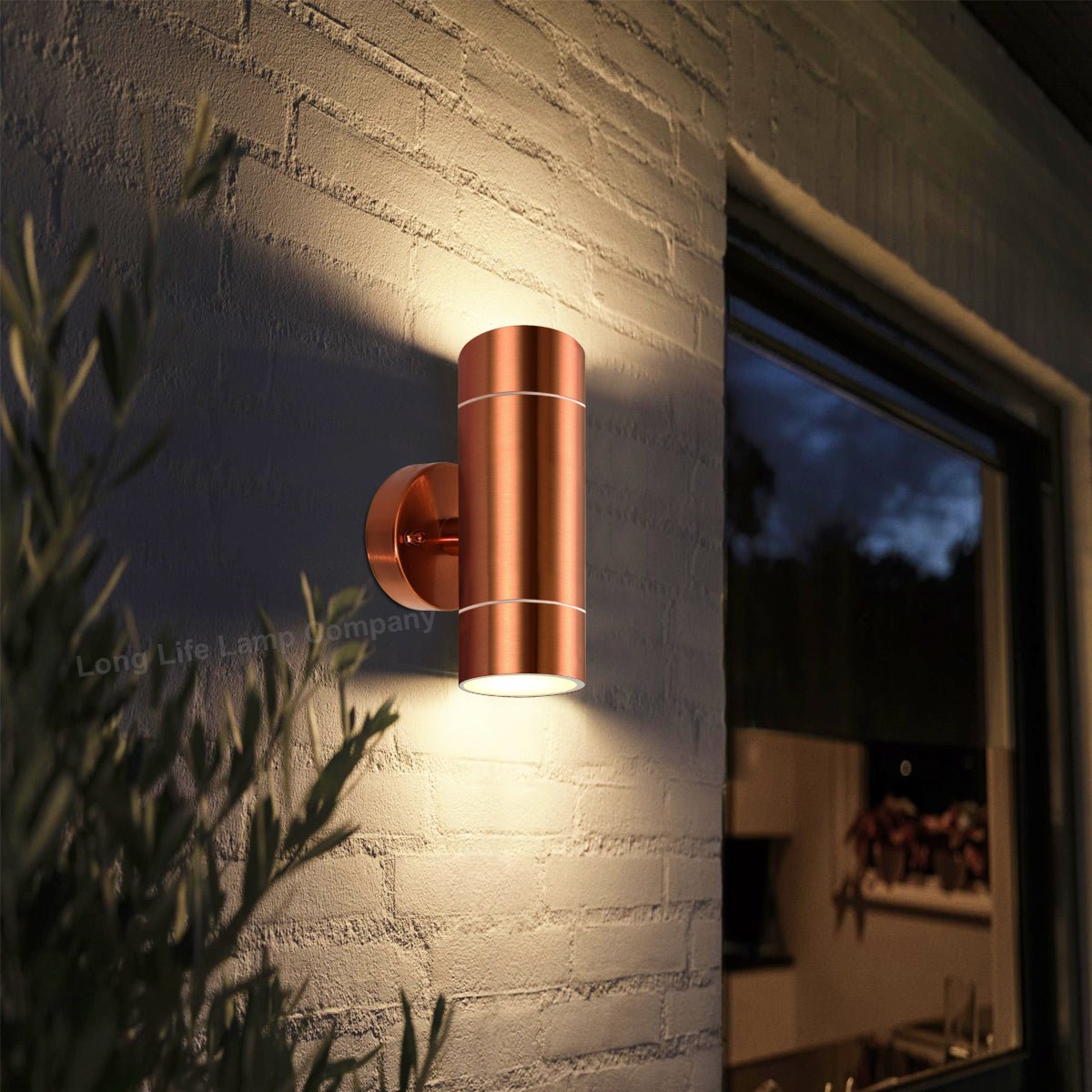 Modern Double Outdoor Wall Light Stainless Steel Copper IP65 - Energy Light Bulbs - Free delivery on all orders