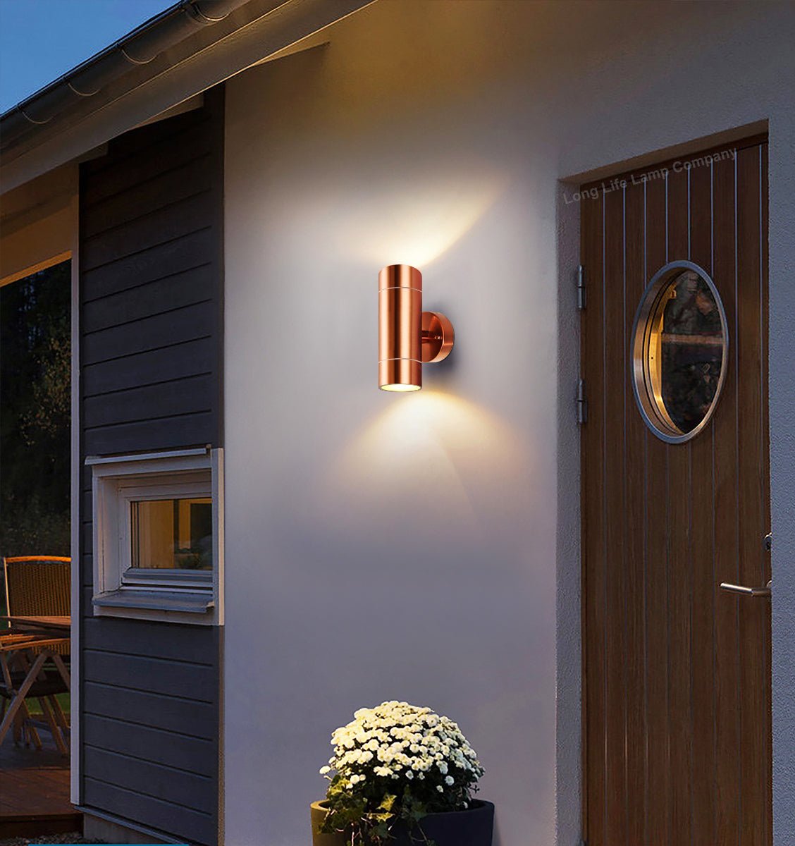 Modern Double Outdoor Wall Light Stainless Steel Copper IP65 - Energy Light Bulbs - Free delivery on all orders