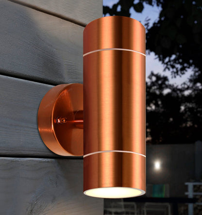 Modern Double Outdoor Wall Light Stainless Steel Copper IP65 - Energy Light Bulbs - Free delivery on all orders