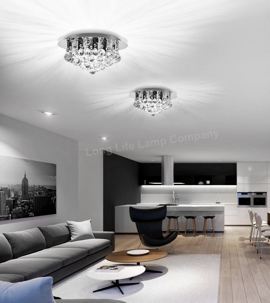 Modern Elegant Round Chandelier Ceiling Light Crystal Droplets - Energy Light Bulbs - Free delivery on all orders