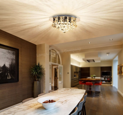 Modern Elegant Round Chandelier Ceiling Light Crystal Droplets - Energy Light Bulbs - Free delivery on all orders