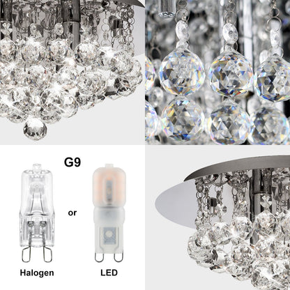 Modern Elegant Round Chandelier Ceiling Light Crystal Droplets - Energy Light Bulbs - Free delivery on all orders