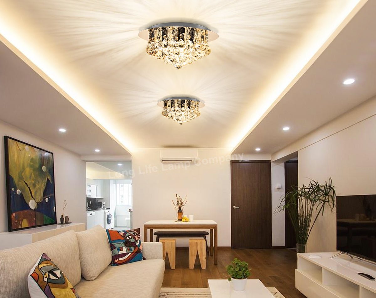 Modern Elegant Round Chandelier Ceiling Light Crystal Droplets - Energy Light Bulbs - Free delivery on all orders