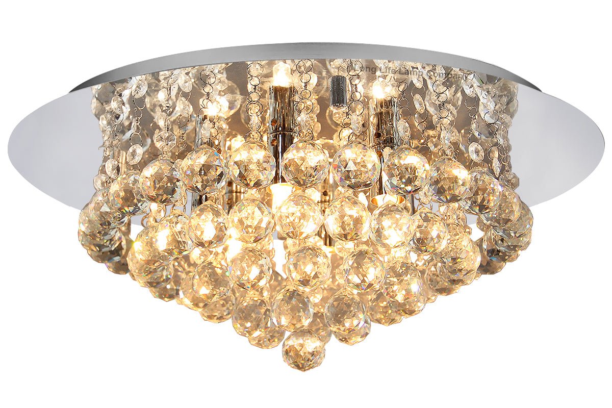 Modern Elegant Round Crystal Chandelier Reflective Silver Base - Energy Light Bulbs - Free delivery on all orders