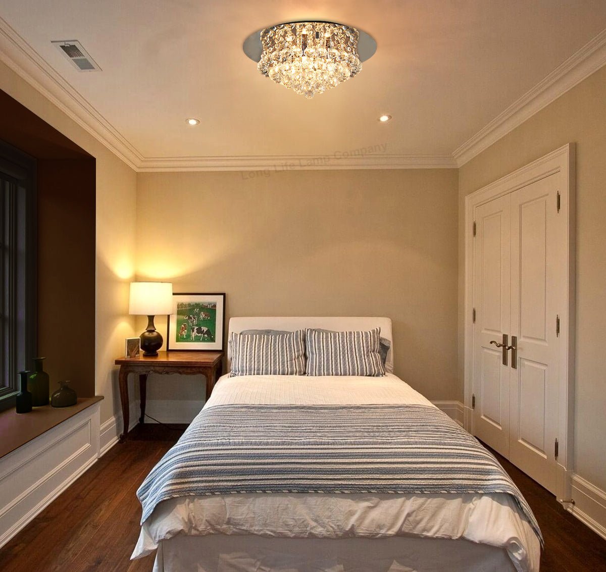 Modern Elegant Round Crystal Chandelier Reflective Silver Base - Energy Light Bulbs - Free delivery on all orders