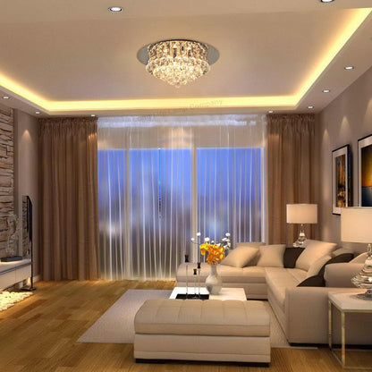 Modern Elegant Round Crystal Chandelier Reflective Silver Base - Energy Light Bulbs - Free delivery on all orders