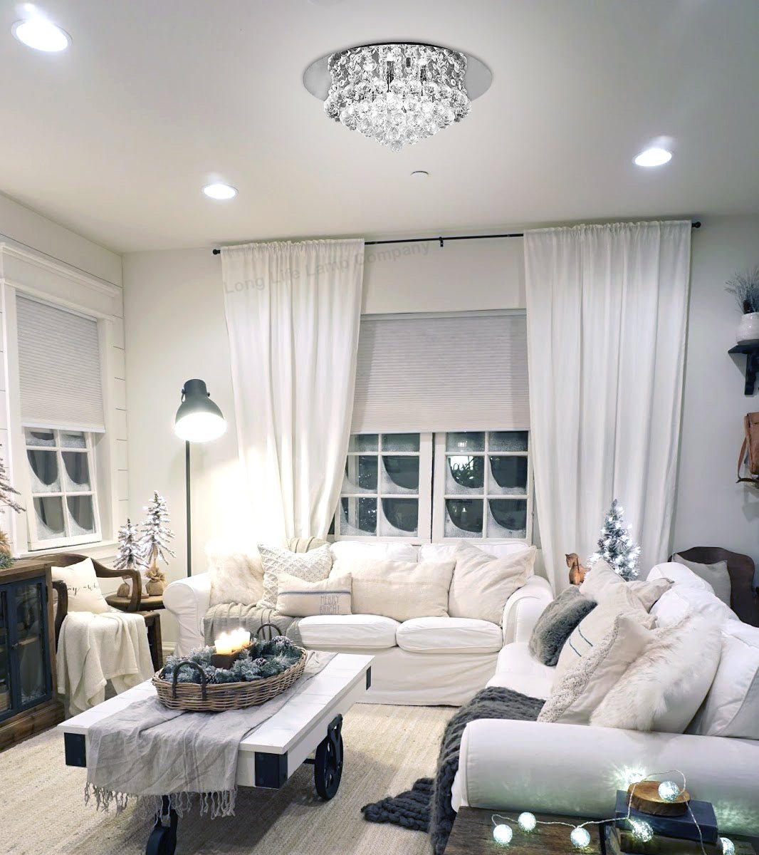 Modern Elegant Round Crystal Chandelier Reflective Silver Base - Energy Light Bulbs - Free delivery on all orders