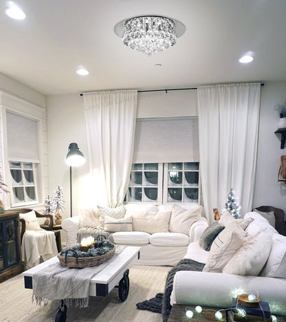 Modern Elegant Round Crystal Chandelier Reflective Silver Base - Energy Light Bulbs - Free delivery on all orders