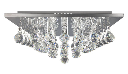 Modern Elegant Square Chandelier Ceiling Light Crystal Droplets Chrome Base - Energy Light Bulbs - Free delivery on all orders