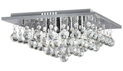 Modern Elegant Square Chandelier Ceiling Light Crystal Droplets Chrome Base - Energy Light Bulbs - Free delivery on all orders