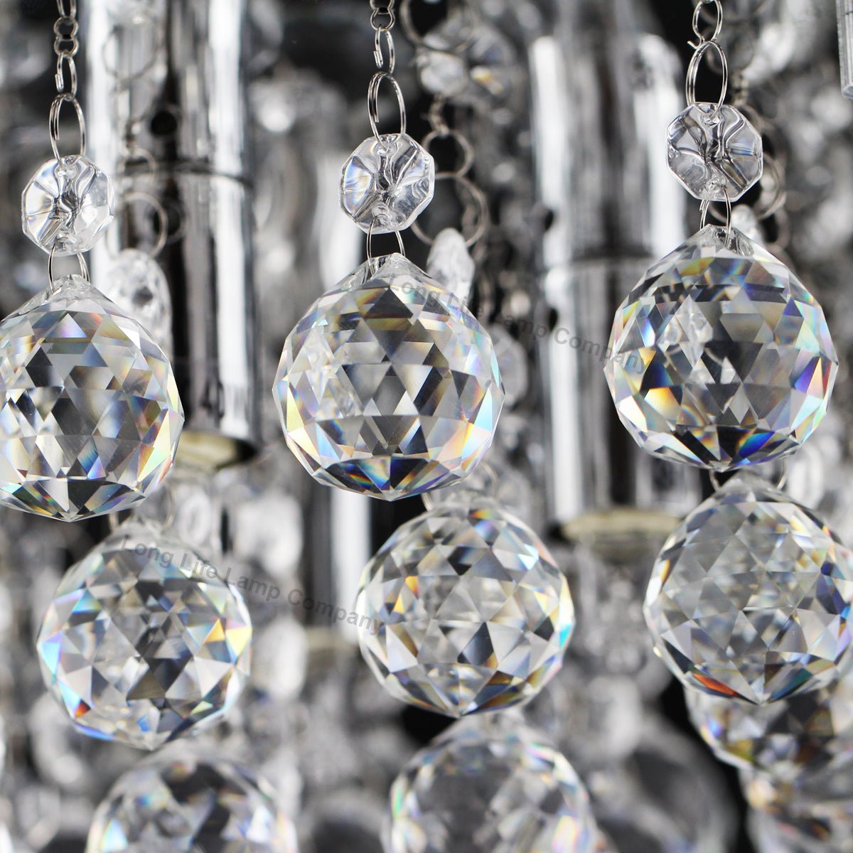 Modern Elegant Square Chandelier Ceiling Light Crystal Droplets Chrome Base - Energy Light Bulbs - Free delivery on all orders
