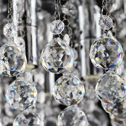 Modern Elegant Square Chandelier Ceiling Light Crystal Droplets Chrome Base - Energy Light Bulbs - Free delivery on all orders