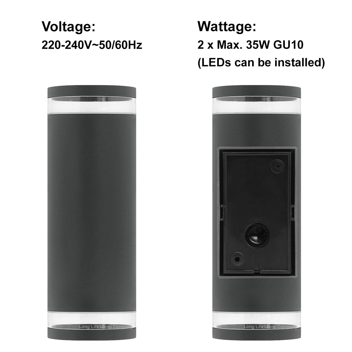 Modern Exterior Outdoor Up Down Wall Light with LED GU10 5W - Energy Light Bulbs - Free delivery on all orders