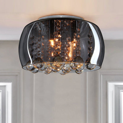 Modern Flush Mount Crystal Ceiling Light Round Glass Ceiling Lamp Shade Smoked Grey - Energy Light Bulbs - Free delivery on all orders