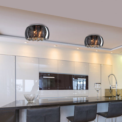 Modern Flush Mount Crystal Ceiling Light Round Glass Ceiling Lamp Shade Smoked Grey - Energy Light Bulbs - Free delivery on all orders