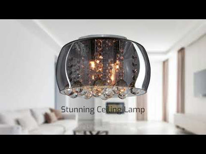 Modern Flush Mount Crystal Ceiling Light Round Glass Ceiling Lamp Shade Smoked Grey - Energy Light Bulbs - Free delivery on all orders