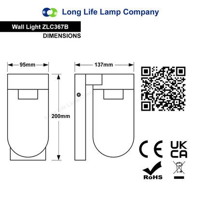 Modern Garden Outdoor Black Wall Light Lantern ZLC367B - Energy Light Bulbs - Free delivery on all orders