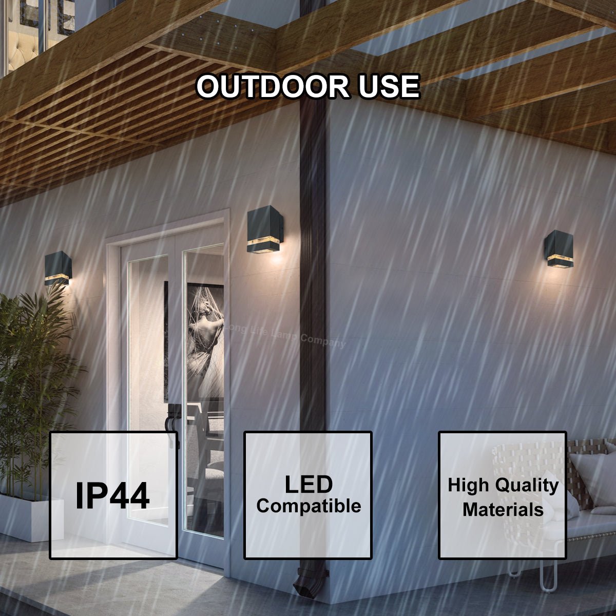 Modern Garden Outdoor Single Black Wall Light IP44 - Energy Light Bulbs - Free delivery on all orders
