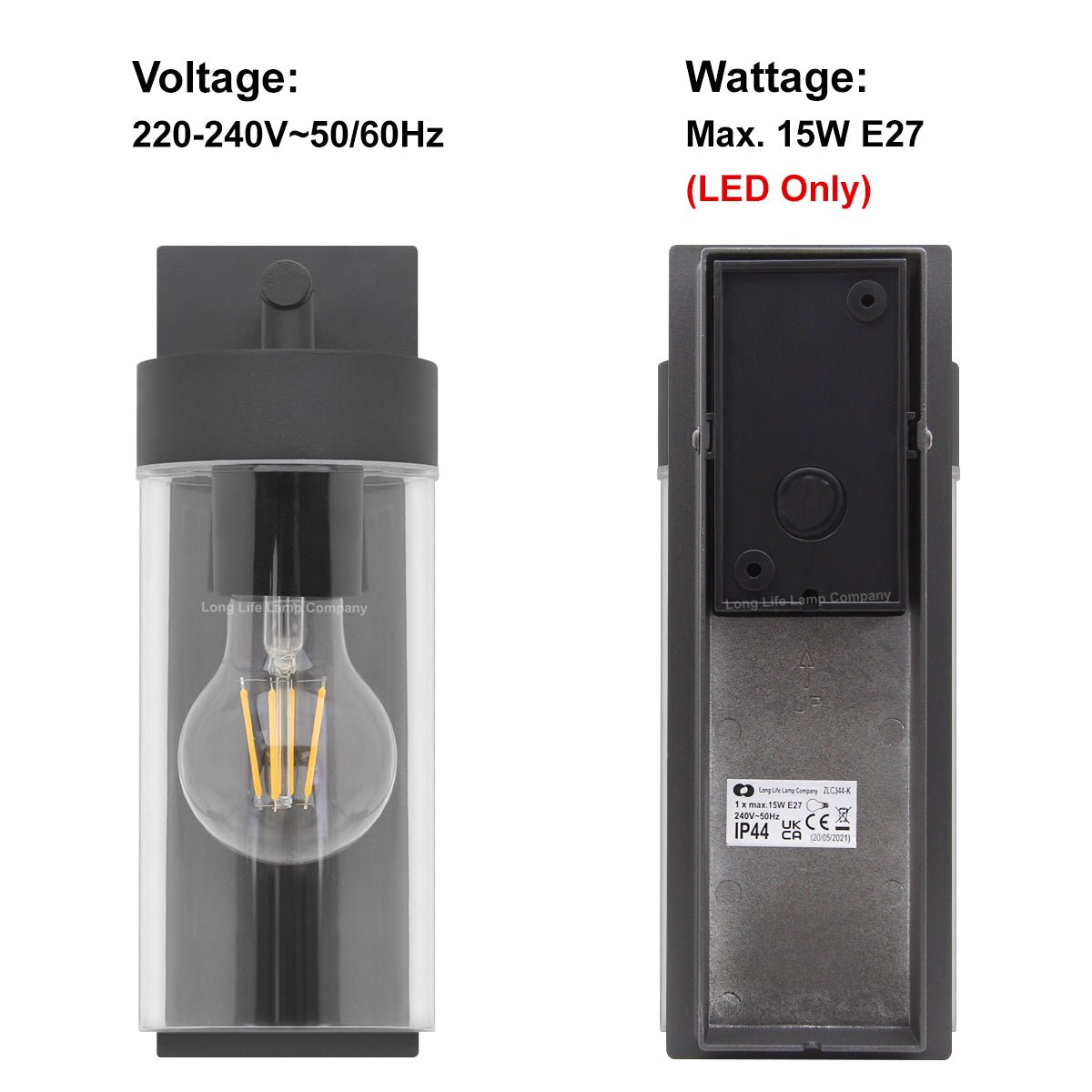 Modern Garden Outdoor Wall Light Lantern with 4W LED - Energy Light Bulbs - Free delivery on all orders