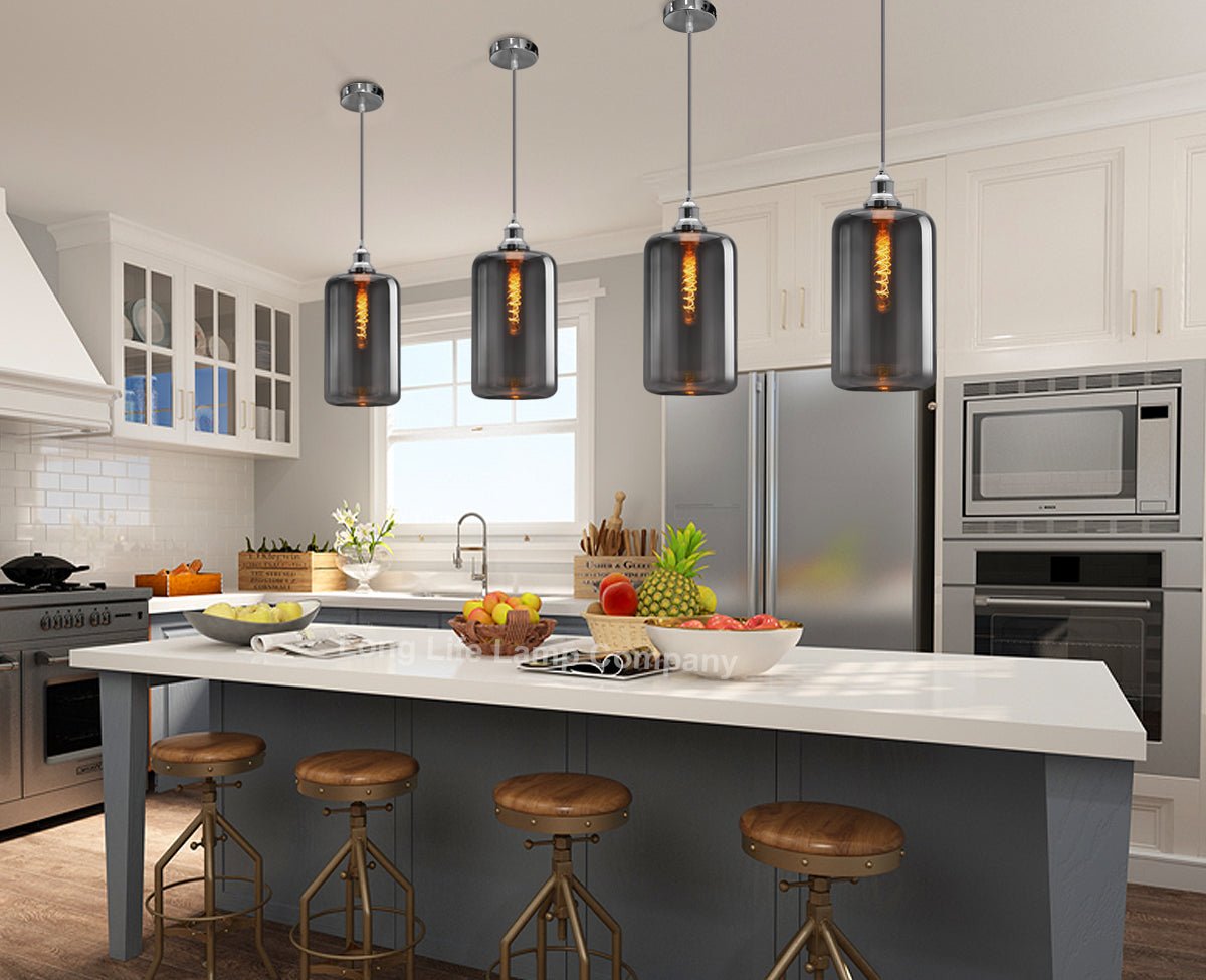 Modern Glass Smokey Grey Pendant Light - Energy Light Bulbs - Free delivery on all orders