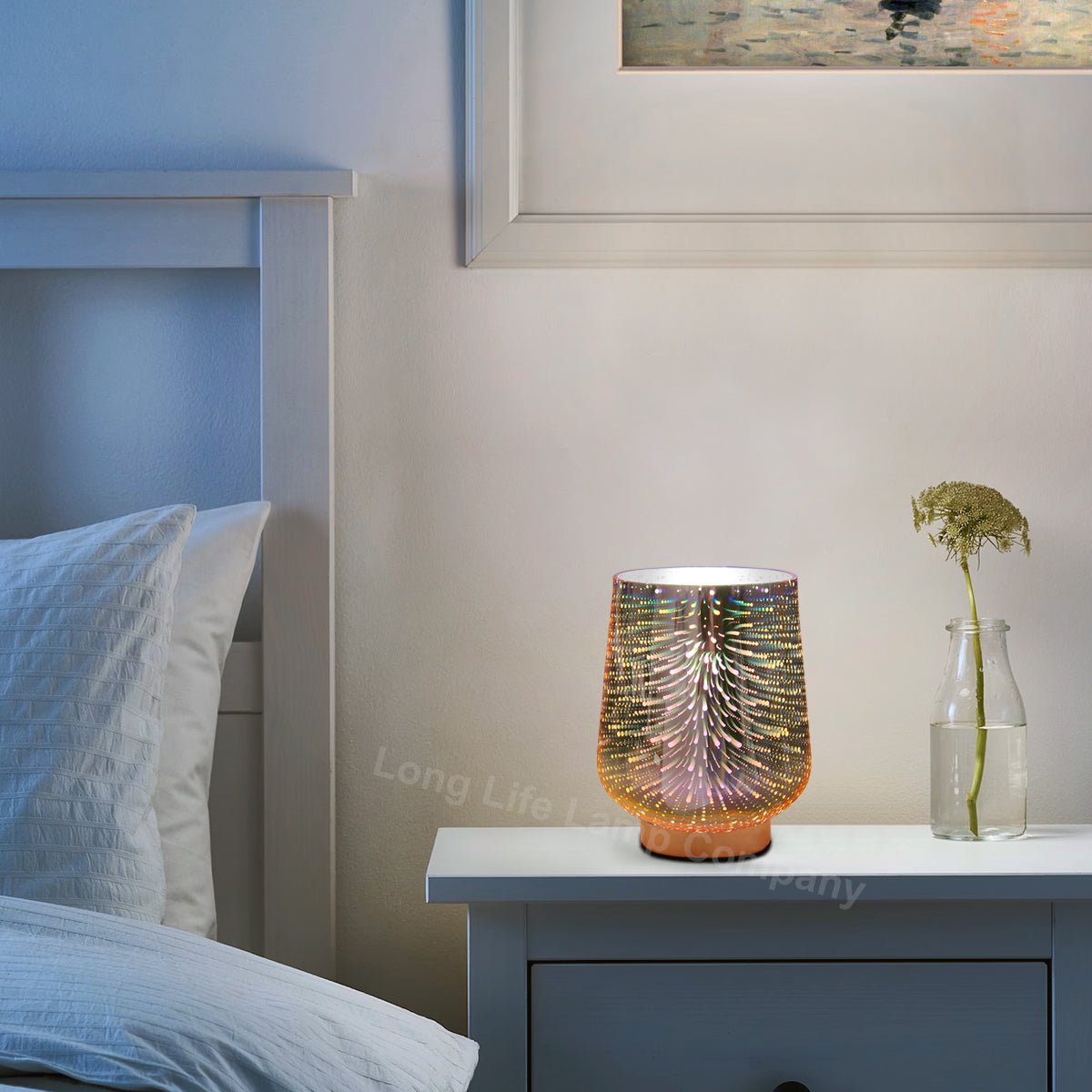 Modern Glass Table Lamp 3D Speckle Copper Finish - Energy Light Bulbs - Free delivery on all orders