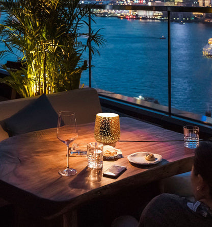 Modern Glass Table Lamp 3D Speckle Copper Finish - Energy Light Bulbs - Free delivery on all orders