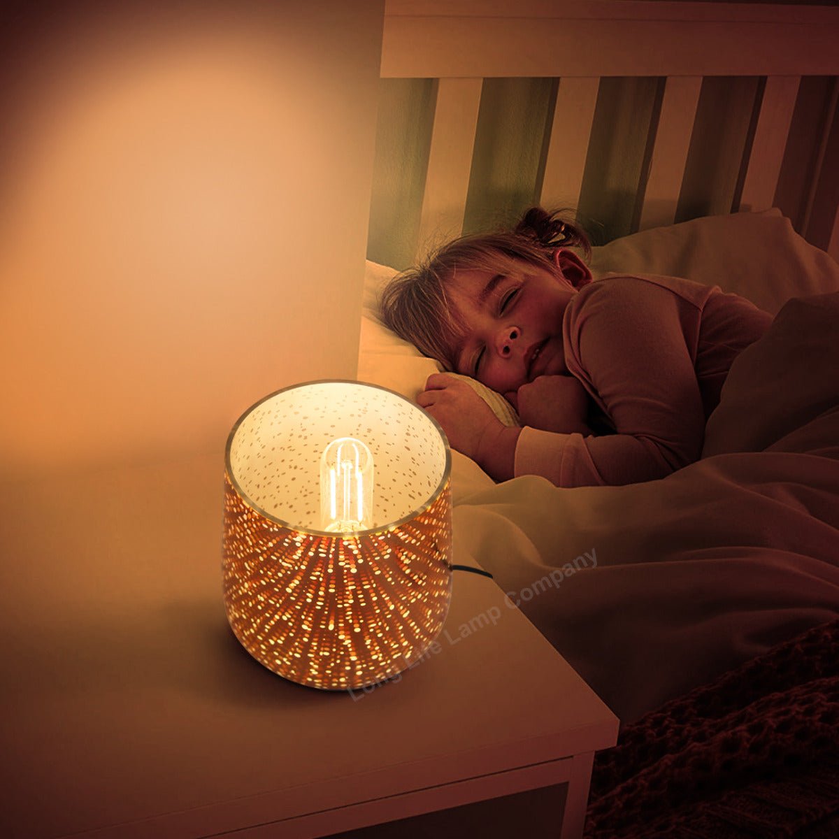 Modern Glass Table Lamp 3D Speckle Copper Finish - Energy Light Bulbs - Free delivery on all orders