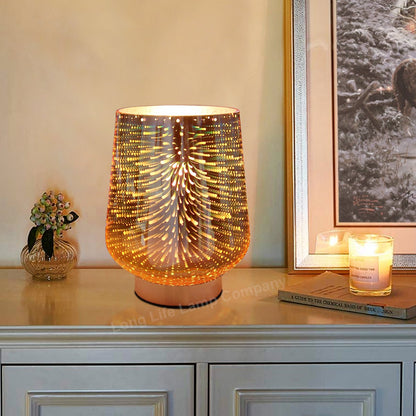 Modern Glass Table Lamp 3D Speckle Copper Finish - Energy Light Bulbs - Free delivery on all orders