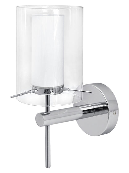 Modern Glass Wall Light Chrome Clear Glass Shade IP44 with G9 LED 5w Warm White - Energy Light Bulbs - Free delivery on all orders