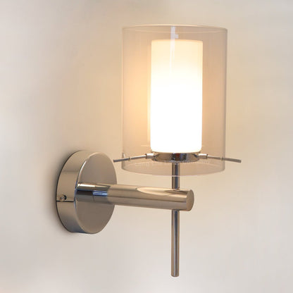 Modern Glass Wall Light Chrome Clear Glass Shade IP44 with G9 LED 5w Warm White - Energy Light Bulbs - Free delivery on all orders