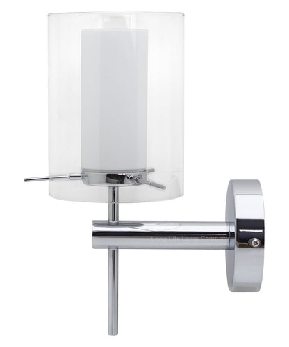 Modern Glass Wall Light Chrome Clear Glass Shade IP44 with G9 LED 5w Warm White - Energy Light Bulbs - Free delivery on all orders