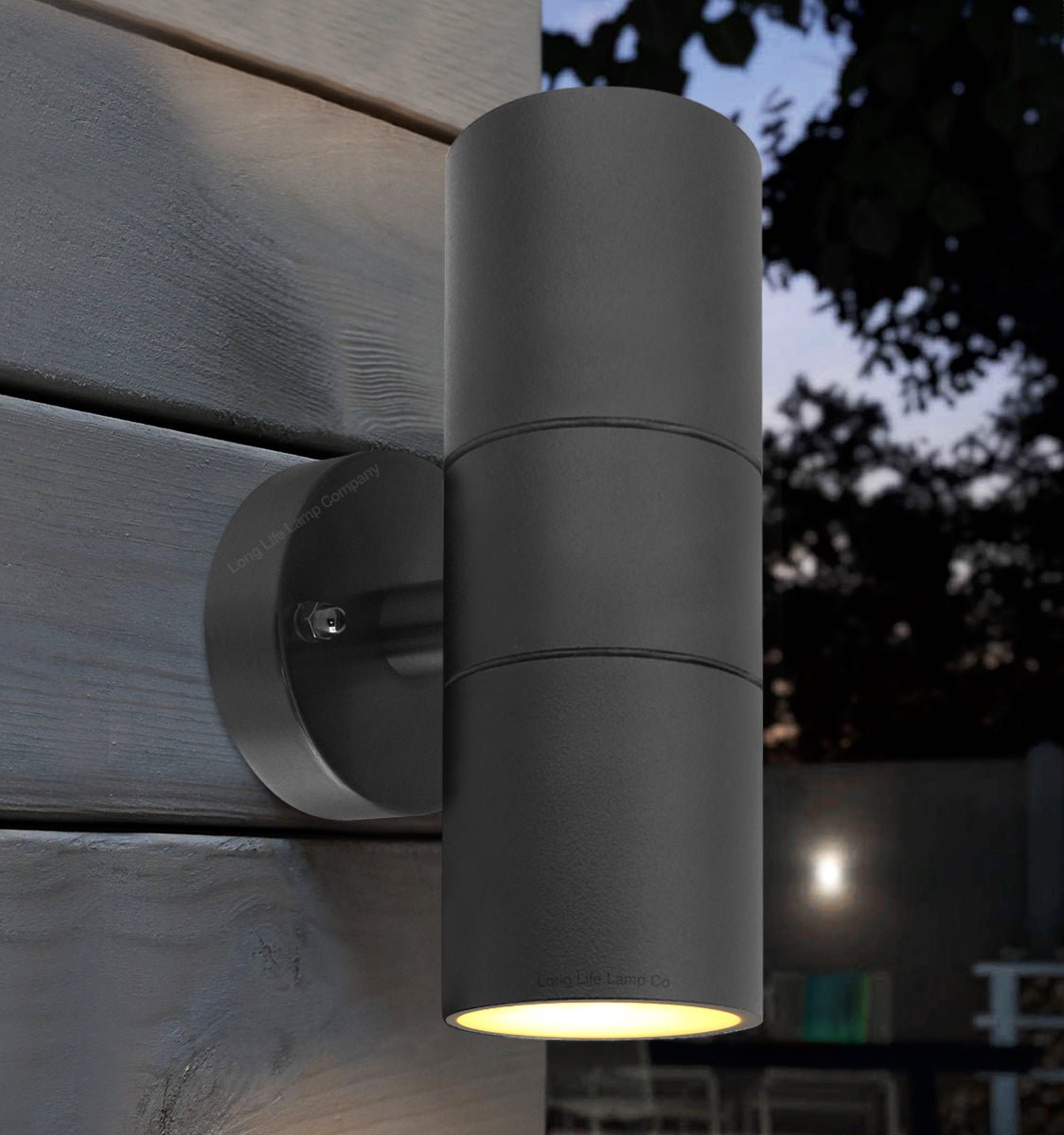 Modern GU10 Black Double Up Down Outdoor Stainless Steel Wall Light - Energy Light Bulbs - Free delivery on all orders