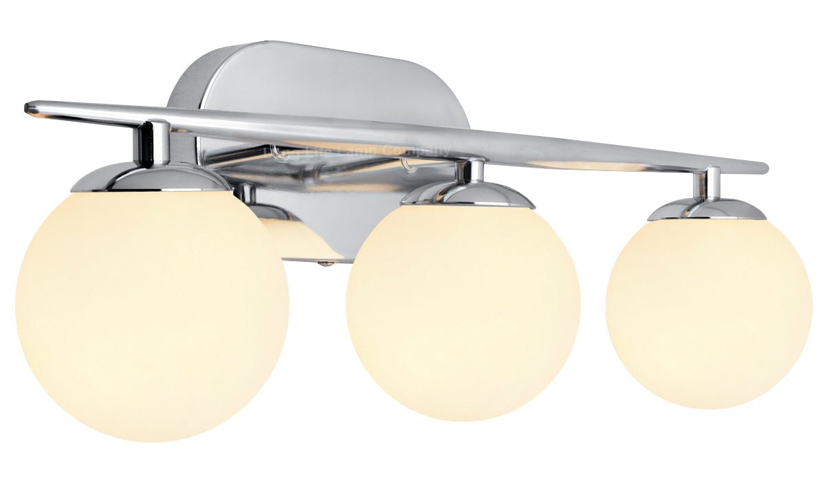Modern Indoor 3 Frosted Glass Globe Scone Chrome Wall Light With LED G9 Warm White - Energy Light Bulbs - Free delivery on all orders