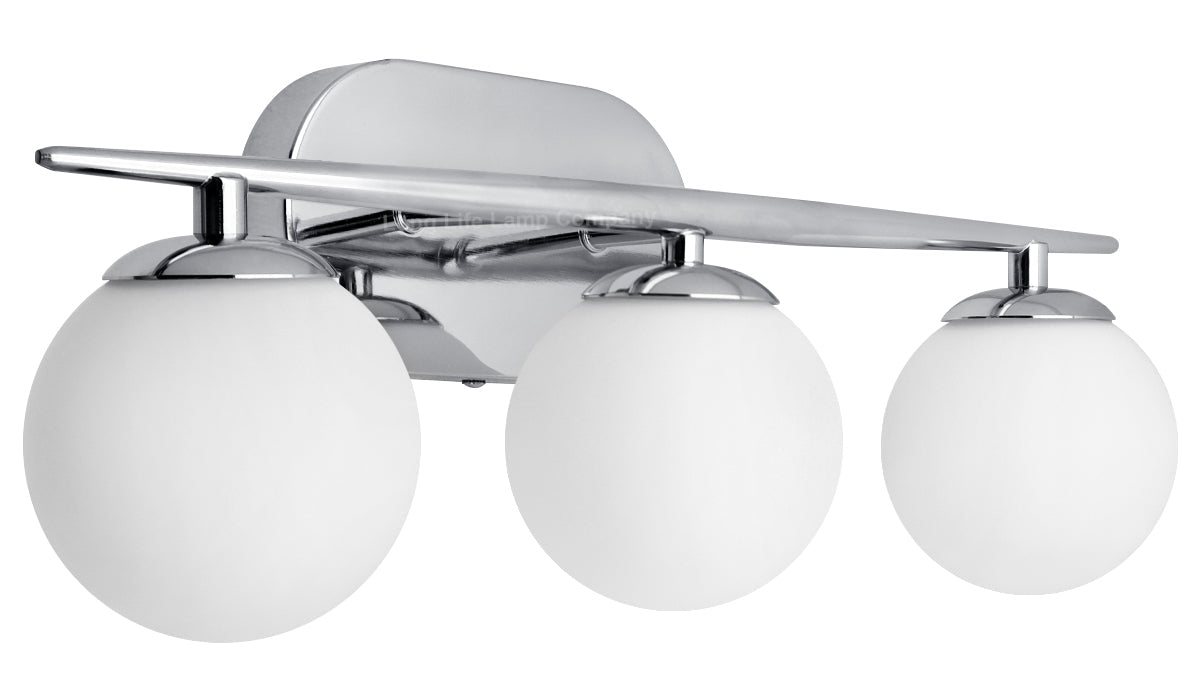 Modern Indoor 3 Frosted Glass Globe Scone Chrome Wall Light With LED G9 Warm White - Energy Light Bulbs - Free delivery on all orders