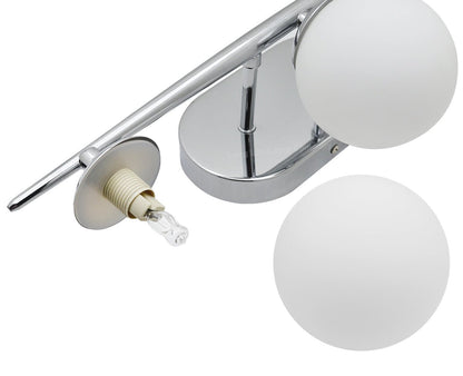 Modern Indoor 3 Frosted Glass Globe Scone Chrome Wall Light With LED G9 Warm White - Energy Light Bulbs - Free delivery on all orders