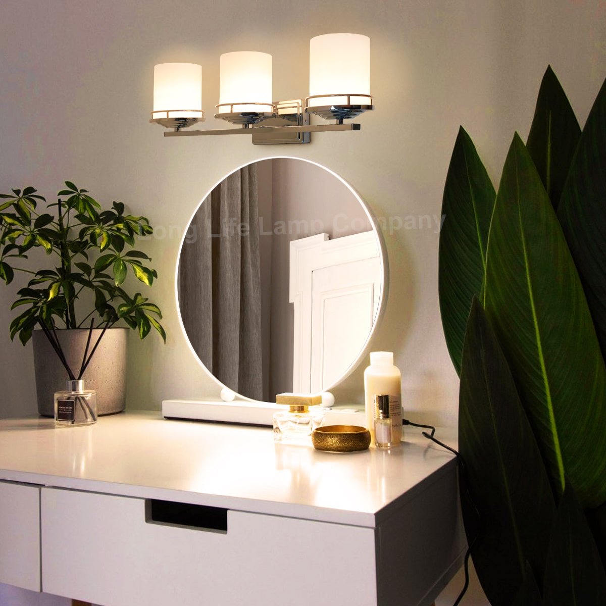 Modern Indoor 3 Frosted Glass Sconce Chrome IP44 Wall Light With LED G9 Warm White - Energy Light Bulbs - Free delivery on all orders