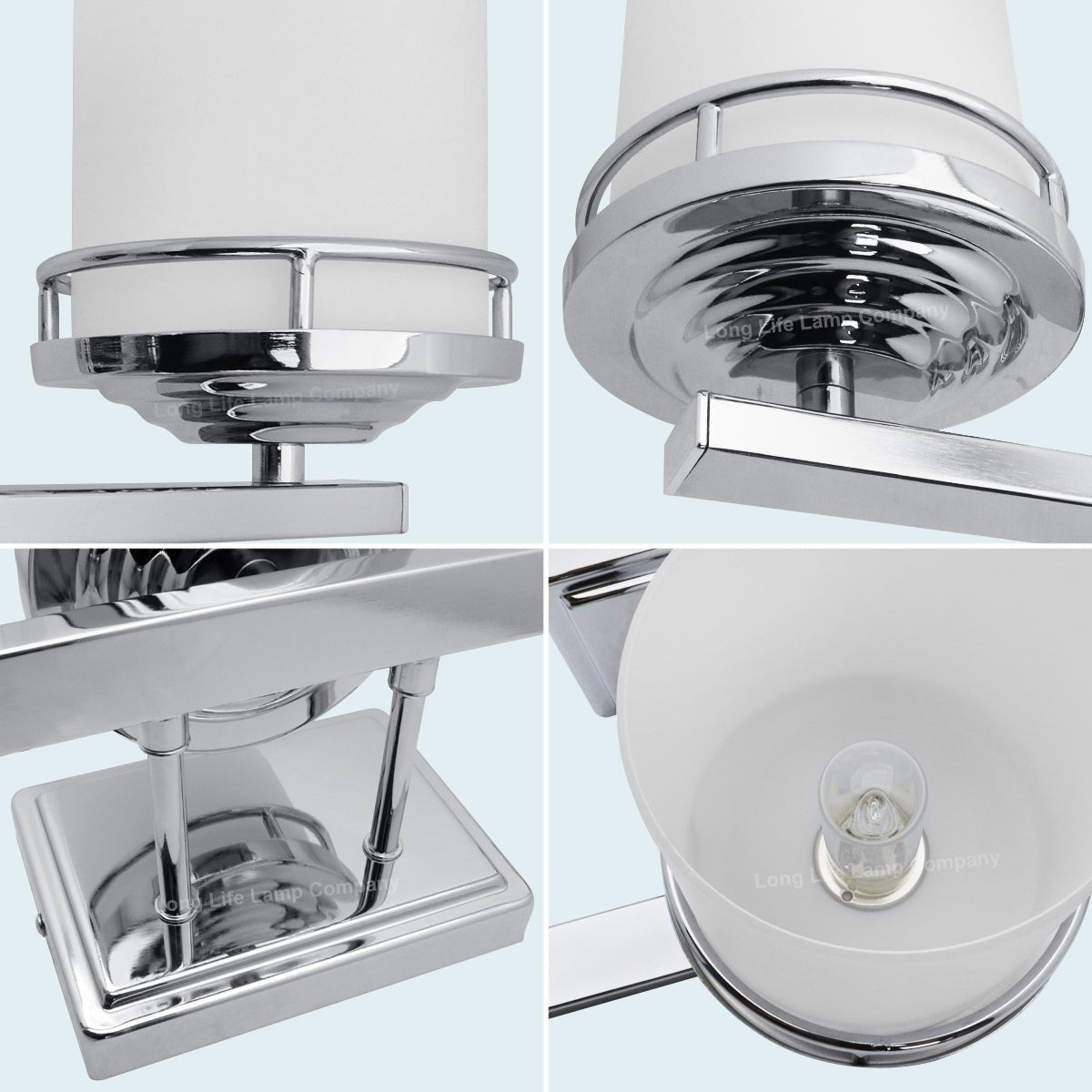 Modern Indoor 3 Frosted Glass Sconce Chrome IP44 Wall Light With LED G9 Warm White - Energy Light Bulbs - Free delivery on all orders