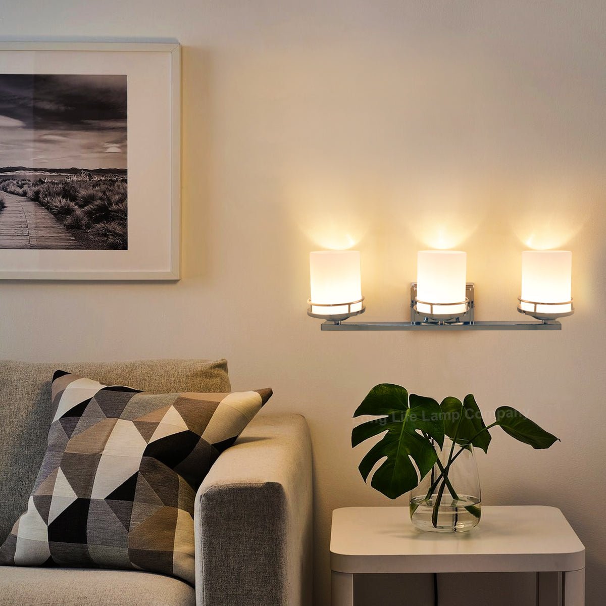 Modern Indoor 3 Frosted Glass Sconce Chrome IP44 Wall Light With LED G9 Warm White - Energy Light Bulbs - Free delivery on all orders