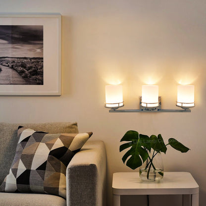 Modern Indoor 3 Frosted Glass Sconce Chrome IP44 Wall Light With LED G9 Warm White - Energy Light Bulbs - Free delivery on all orders