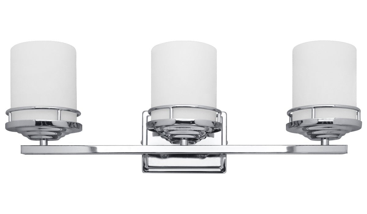 Modern Indoor 3 Frosted Glass Sconce Chrome IP44 Wall Light With LED G9 Warm White - Energy Light Bulbs - Free delivery on all orders