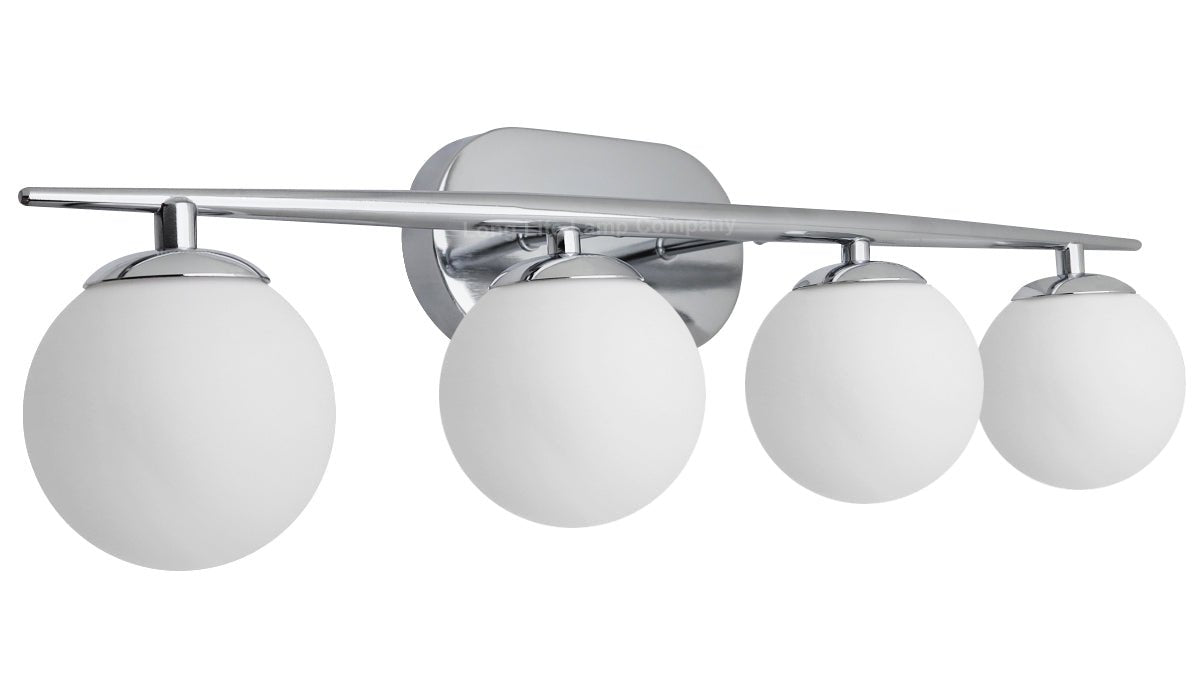 Modern Indoor 4 Frosted Glass Globe Scone Chrome Wall Light With LED G9 Warm White - Energy Light Bulbs - Free delivery on all orders