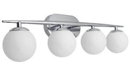 Modern Indoor 4 Frosted Glass Globe Scone Chrome Wall Light With LED G9 Warm White - Energy Light Bulbs - Free delivery on all orders