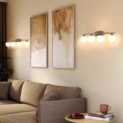 Modern Indoor 4 Frosted Glass Globe Scone Chrome Wall Light With LED G9 Warm White - Energy Light Bulbs - Free delivery on all orders