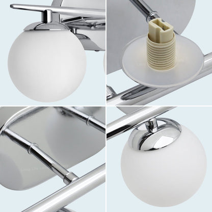 Modern Indoor 4 Frosted Glass Globe Scone Chrome Wall Light With LED G9 Warm White - Energy Light Bulbs - Free delivery on all orders
