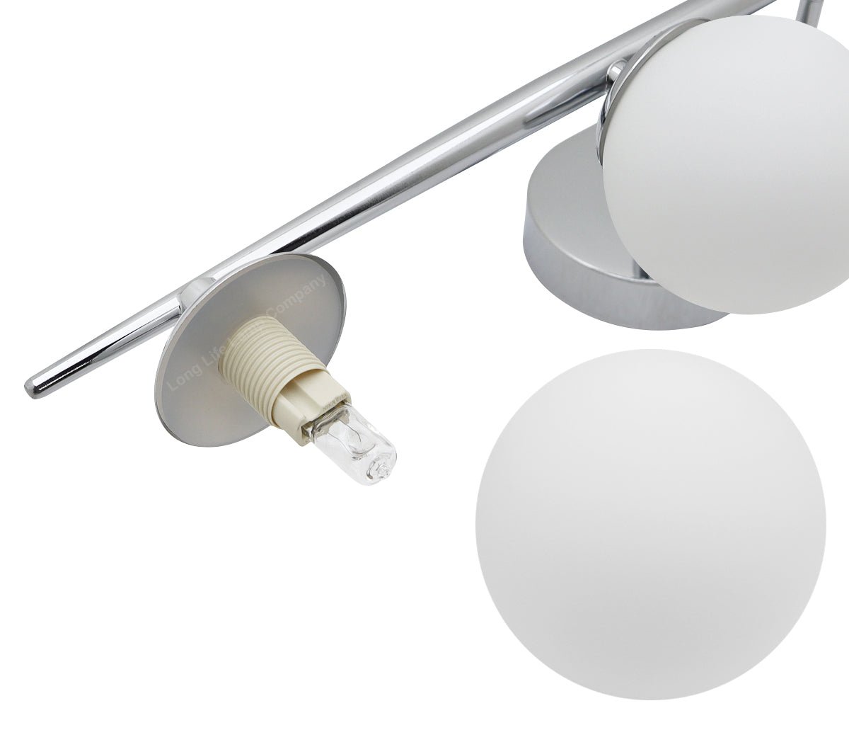 Modern Indoor 4 Frosted Glass Globe Scone Chrome Wall Light With LED G9 Warm White - Energy Light Bulbs - Free delivery on all orders