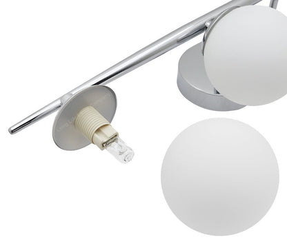 Modern Indoor 4 Frosted Glass Globe Scone Chrome Wall Light With LED G9 Warm White - Energy Light Bulbs - Free delivery on all orders