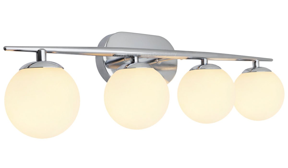 Modern Indoor 4 Frosted Glass Globe Scone Chrome Wall Light With LED G9 Warm White - Energy Light Bulbs - Free delivery on all orders