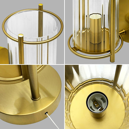 Modern Indoor Brass Clear Ribbed Glass Wall Light with Pull Switch BW19 - Energy Light Bulbs - Free delivery on all orders